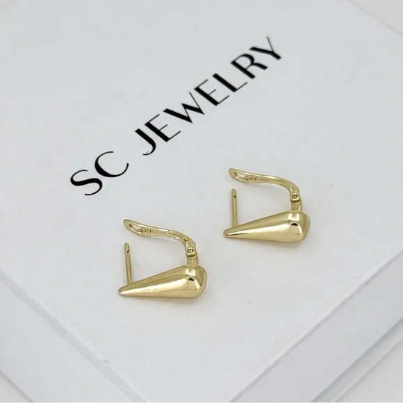 14K Gold Plated Teardrop Huggie Earrings | Minimalist Dainty Jewelry - Picture 8 of 12
